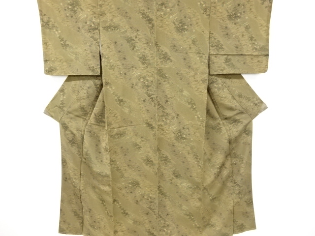 JAPANESE KIMONO / UNUSED KOMON KIMONO / SILK / CHIRIMEN / FLORAL PLANTS